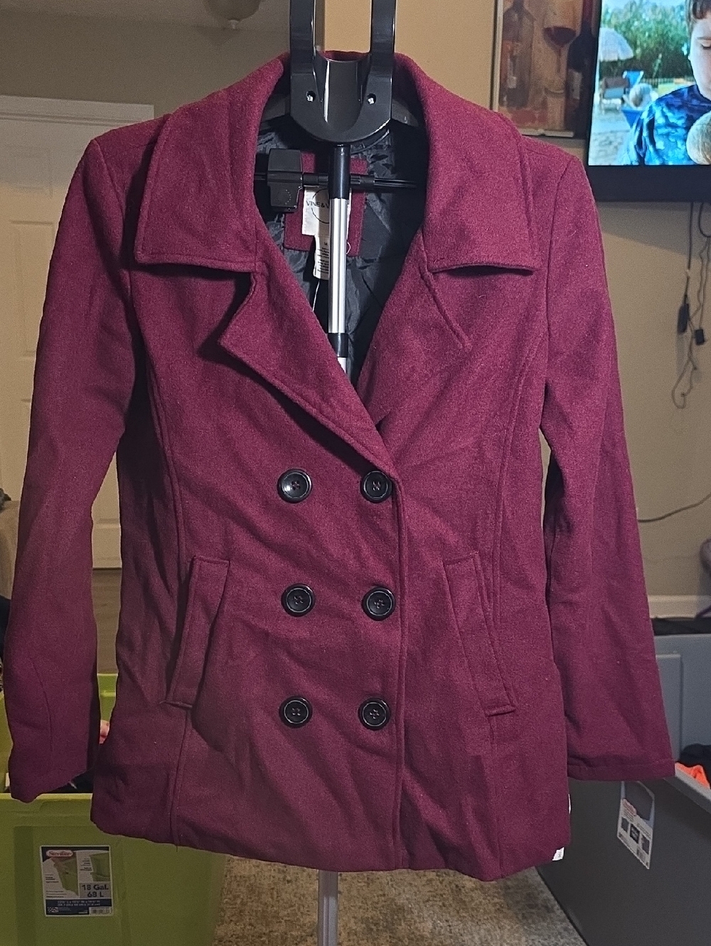 Women's Double-Breasted Blazer Jacket - Burgundy